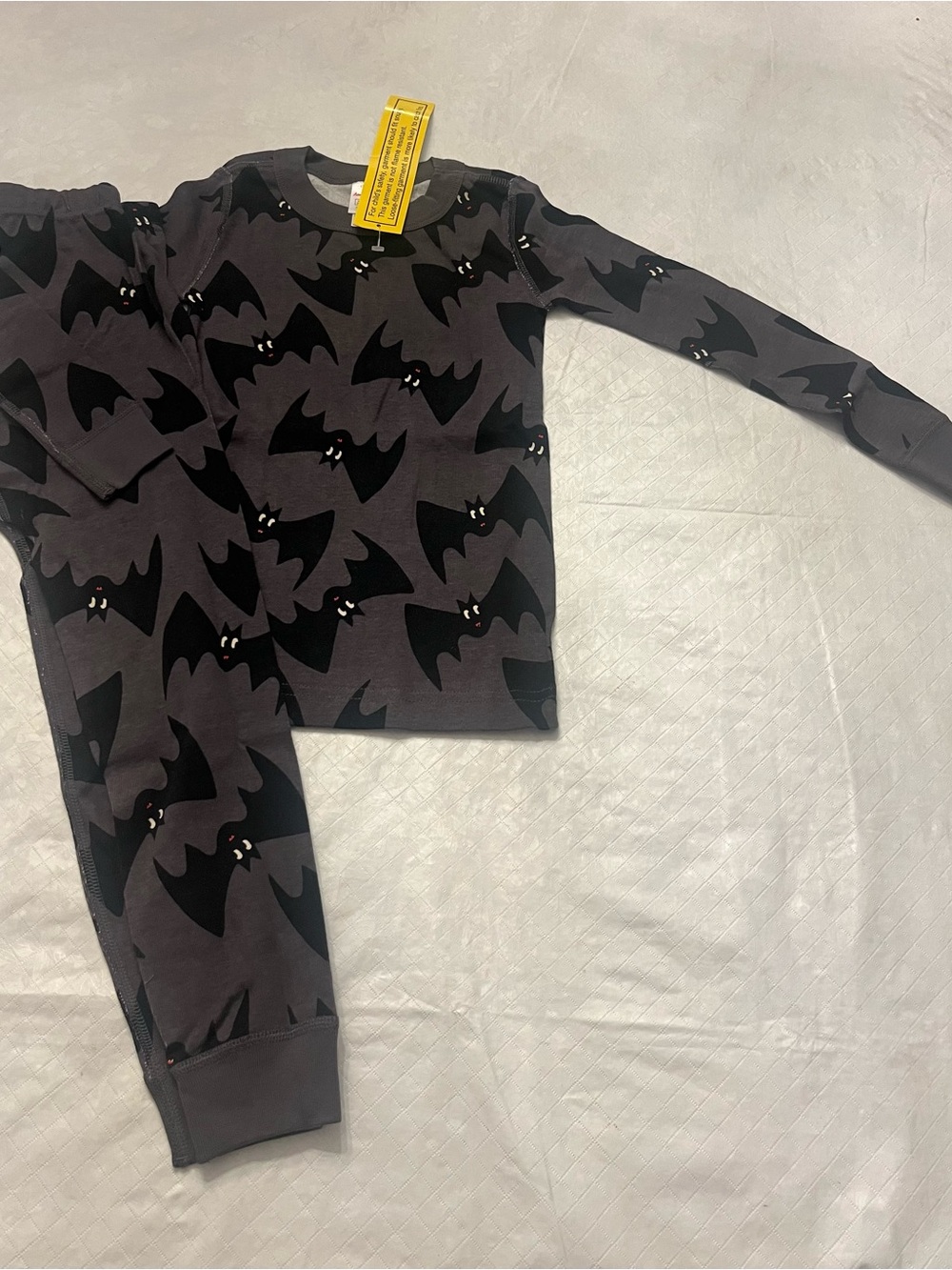 Hanna Andersson Gray and Black Bat Pajama Set